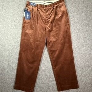 VTG Ralph Lauren Fairway Pant Corduroy Pleated Brown Sz 38x32 (36x29) NWD‎ READ